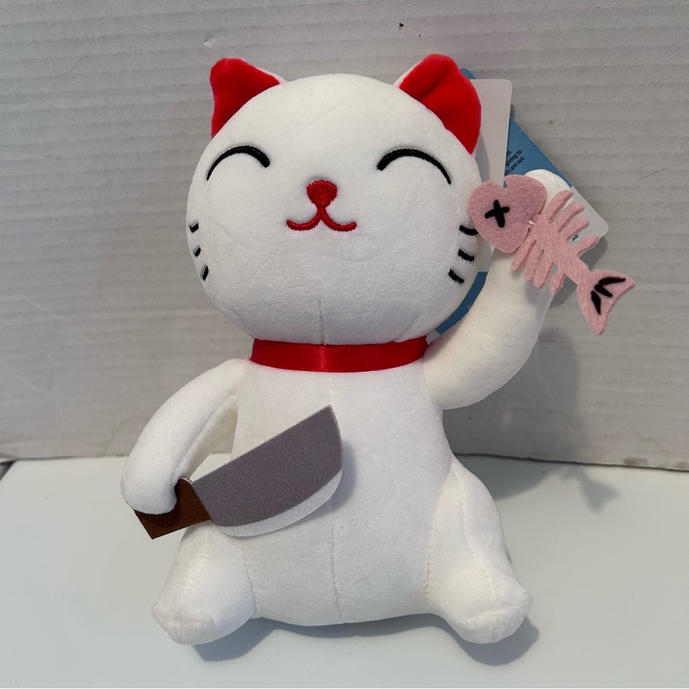 Yorisou Pet Cat With Knife & Sushi Plush 8”